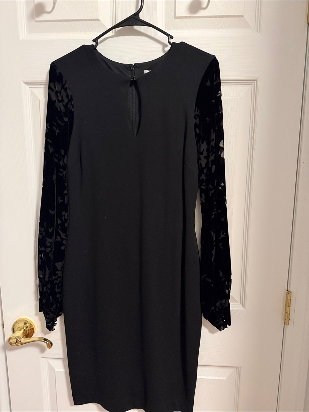 Cache Classic Black Long-Sleeve Dress with Velvet Detail